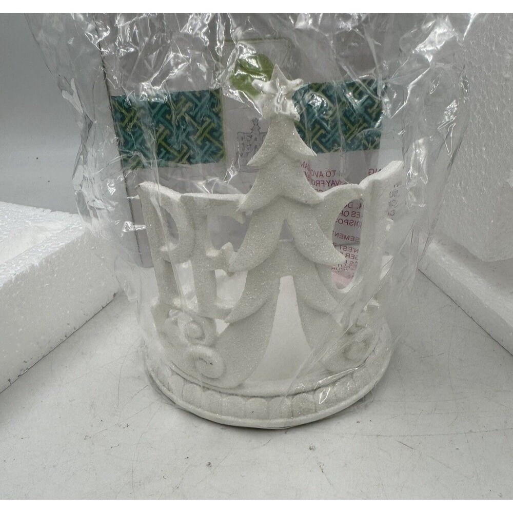 Scentsy Warmer Wrap White Glitter PEACE Christmas Holiday Decor